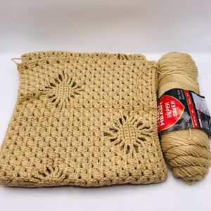 Beige Tan Yarn Abandoned Project Measures 53x13 Inches 1 Partial Yarn Skein